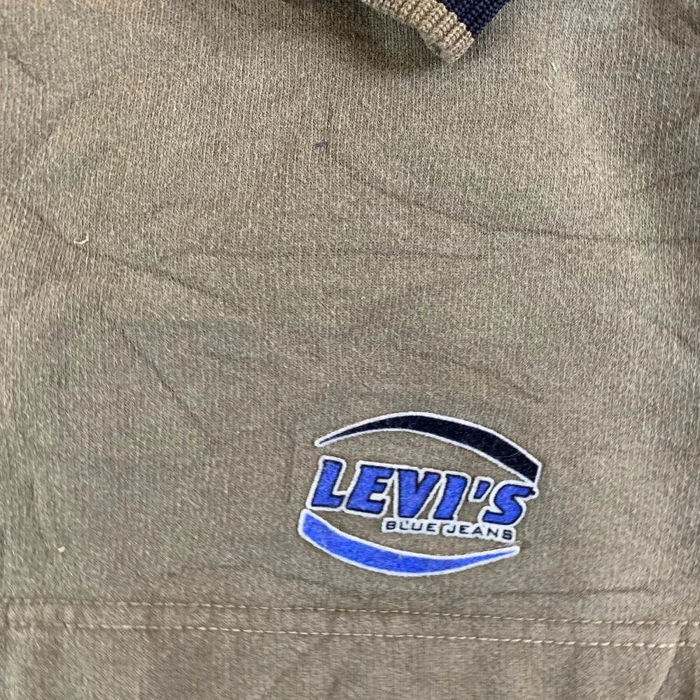 Vintage Levi's 90s Sweatshirt Mens Medium Olive Green Mock Neck Quarter Zip